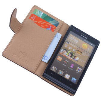 PU Leder Hoesje Huawei Ascend G6 Book/Wallet Case/Cover Bruin