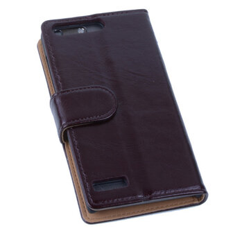 PU Leder Hoesje Huawei Ascend G6 Book/Wallet Case/Cover Mocca 