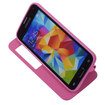 View Cover Pink Samsung Galaxy S5 Stand Case TPU Book-style