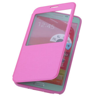 View Cover Pink Samsung Galaxy Note 3 Neo Stand Case TPU Book-style