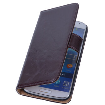 PU Leder Mocca Hoesje Samsung Galaxy S4 Book/Wallet Case/Cover