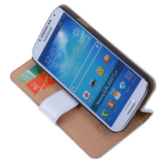 PU Leder Wit Hoesje Samsung Galaxy S4 Book/Wallet Case/Cover 