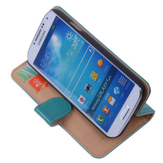PU Leder Groen Hoesje Samsung Galaxy S4 Book/Wallet Case/Cover