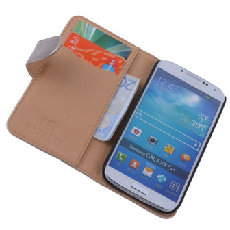 PU Leder Goud Hoesje Samsung Galaxy S4 Book/Wallet Case/Cover 