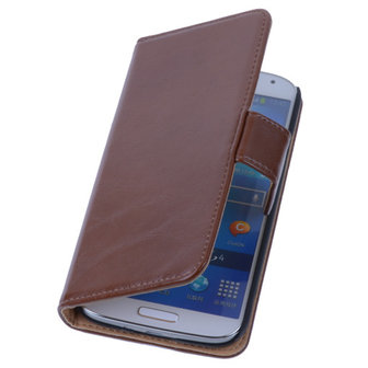 PU Leder Bruin Hoesje Samsung Galaxy S4 Book/Wallet Case/Cover 