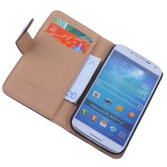 PU Leder Bruin Hoesje Samsung Galaxy S4 Book/Wallet Case/Cover 
