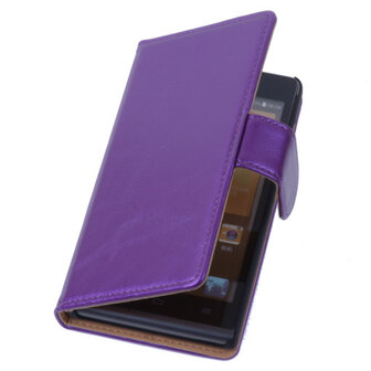 PU Leder Lila Hoesje voor Sony Xperia E1 Book/Wallet Case/Cover