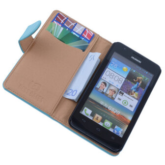PU Leder Turquoise Hoesje Huawei Ascend Y530 Book/Wallet Case/Cover 