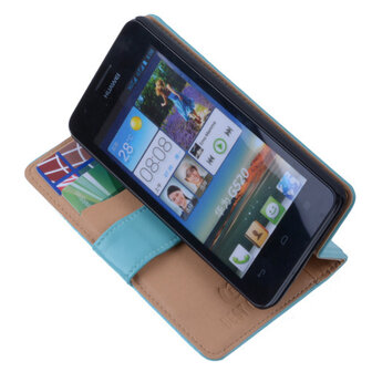 PU Leder Turquoise Hoesje Huawei Ascend Y530 Book/Wallet Case/Cover 
