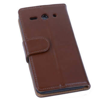 PU Leder Bruin Hoesje Huawei Ascend Y530 Book/Wallet Case/Cover