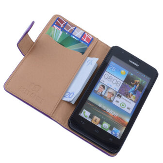 PU Leder Lila Hoesje Huawei Ascend Y530 Book/Wallet Case/Cover 