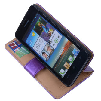 PU Leder Lila Hoesje Huawei Ascend Y530 Book/Wallet Case/Cover 