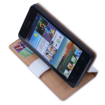 PU Leder Wit Hoesje Huawei Ascend Y530 Book/Wallet Case/Cover 