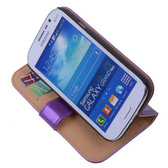 PU Leder Lila Hoesje Samsung Galaxy Grand Neo Book/Wallet Case/Cover 