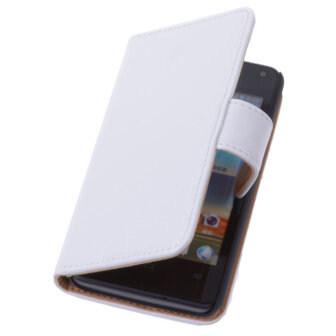PU Leder Wit Hoesje voor Huawei Ascend Y320 Book/Wallet Case/Cover