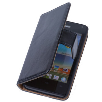 PU Leder Zwart Hoesje voor Huawei Ascend Y320 Book/Wallet Case/Cover