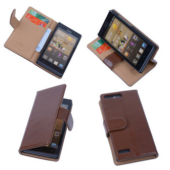 PU Leder Hoesje Huawei Ascend G6 Book/Wallet Case/Cover Bruin 