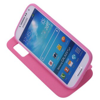 View Cover Pink Samsung Galaxy S4 Stand Case TPU Book-style