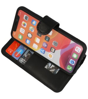 Bestcases Handmade Leer Bookstyle Hoesje voor iPhone 11 Pro Max - Zwart