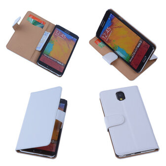 PU Leder Wit Hoesje Samsung Galaxy Note 3 Book/Wallet Case/Cover 