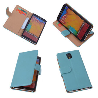PU Leder Turquoise Hoesje Samsung Galaxy Note 3 Book/Wallet Case/Cover 