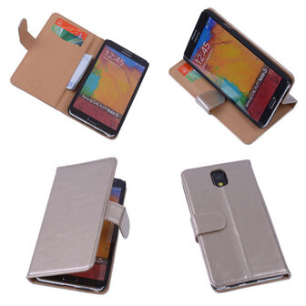 PU Leder Goud Hoesje Samsung Galaxy Note 3 Book/Wallet Case/Cover 