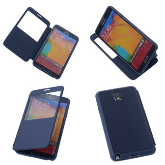 View Cover Blauw Samsung Galaxy Note 3 Stand Case TPU Book-style