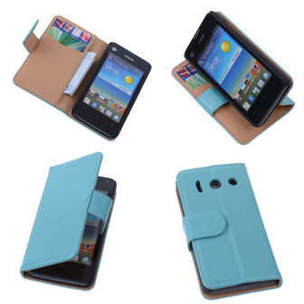 PU Leder Turquoise Hoesje Huawei Ascend Y300 Book/Wallet Case/Cover 