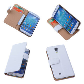 PU Leder Wit Hoesje Samsung Galaxy S4 Book/Wallet Case/Cover 