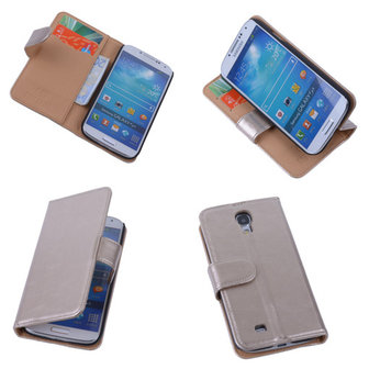 PU Leder Goud Hoesje Samsung Galaxy S4 Book/Wallet Case/Cover 
