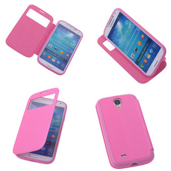 View Cover Pink Samsung Galaxy S4 Stand Case TPU Book-style