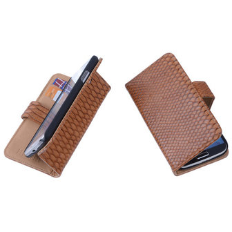 Bestcases Slang  Bruin Hoesje voor Samsung Galaxy S4 Bookcase Cover