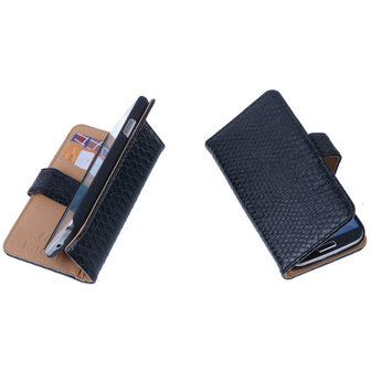 Bestcases Slang Zwart Hoesje voor Huawei Ascend Y330 Bookcase Cover