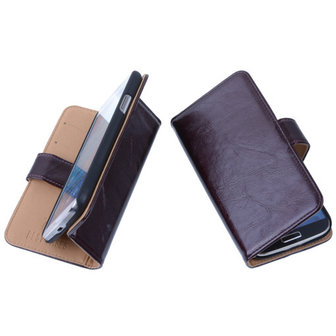 PU Leder Mocca Hoesje voor Samsung Galaxy Core LTE Book/Wallet Case/Cover