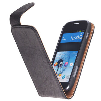 BestCases Zwart Kreukelleer Flipcase HTC One M8