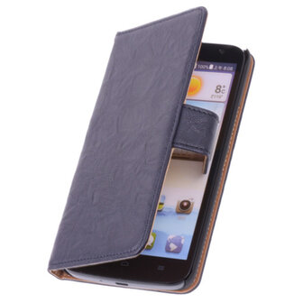 BestCases Navy Blue Hoesje voor Huawei Ascend Y330 Luxe Echt Lederen Booktype