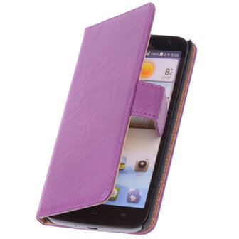 BestCases Lila Hoesje voor Huawei Ascend Y330 Luxe Echt Lederen Booktype