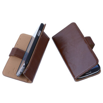 PU Leder Bruin Hoesje voor HTC One M8 Mini / Mini 2 Book/Wallet Case/Cover