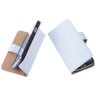 PU Leder Wit Hoesje voor HTC One M8 Mini / Mini 2 Book/Wallet Case/Cover