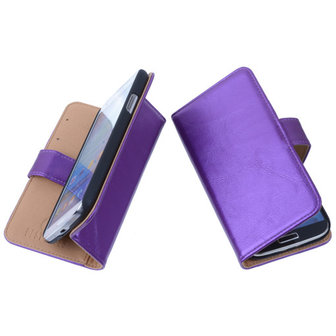 PU Leder Lila Hoesje voor HTC One M8 Mini / Mini 2 Book/Wallet Case/Cover
