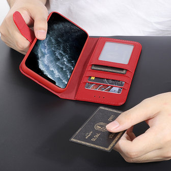 Echt Lederen Wallet Case Telefoonhoesje voor iPhone 11 Pro - Rood