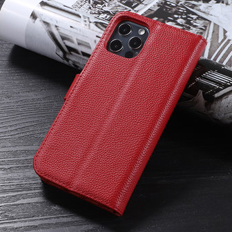 Echt Lederen Wallet Case Telefoonhoesje voor iPhone 11 Pro Max - Rood