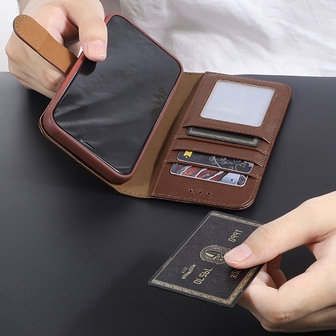 Echt Lederen Wallet Case Telefoonhoesje voor iPhone 11 Pro Max - Bruin