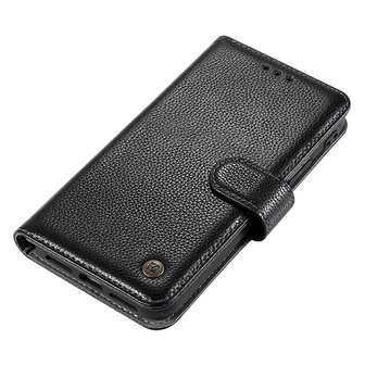 Echt Lederen Wallet Case Telefoonhoesje voor iPhone 12 Mini - Zwart