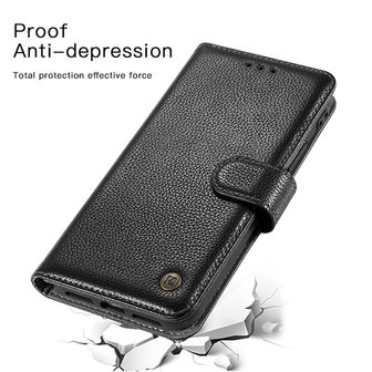 Echt Lederen Wallet Case Telefoonhoesje voor iPhone 12 Mini - Zwart