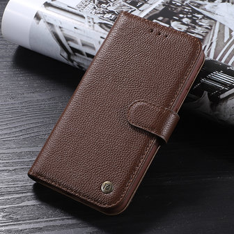 Echt Lederen Wallet Case Telefoonhoesje voor iPhone 12 Mini - Bruin