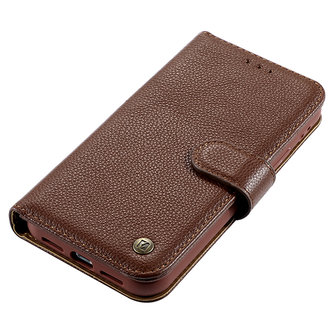 Echt Lederen Wallet Case Telefoonhoesje voor iPhone 12 Pro Max - Bruin