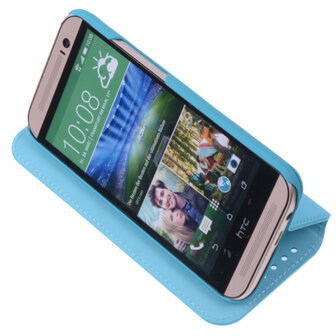 Bestcases Turquoise Map Case Book Cover Hoesje voor HTC One M8