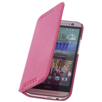 Bestcases Fuchsia Map Case Book Cover Hoesje voor HTC One M8