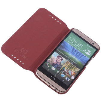 Bestcases Bruin Map Case Book Cover Hoesje voor HTC One M8